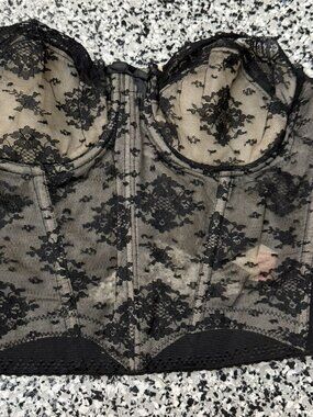 Lady Marlene black lace bustier corset 32 Vintage 1950 1960s